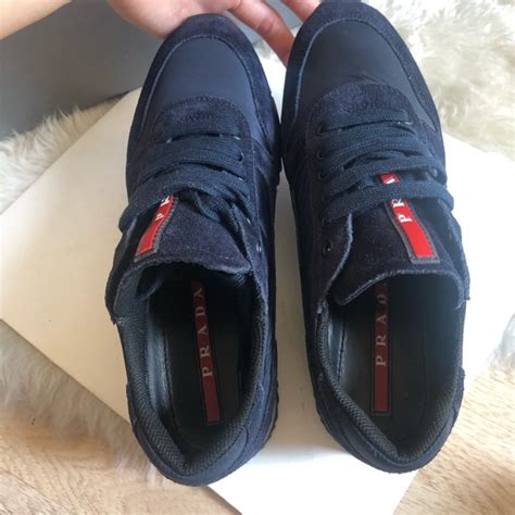www.prada sneakers used navy blue cheep cheap